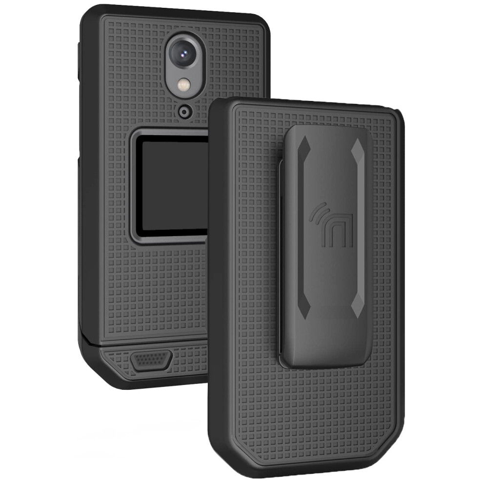 Hulle Mit Clip Fur Cat S22 Klapphandy Nakedcellphone [Schwarz] Schlanke Hartschalenhulle Und [Drehbar/Ratsche] Gurtel-Huftholster-Halter-Kombinat-image