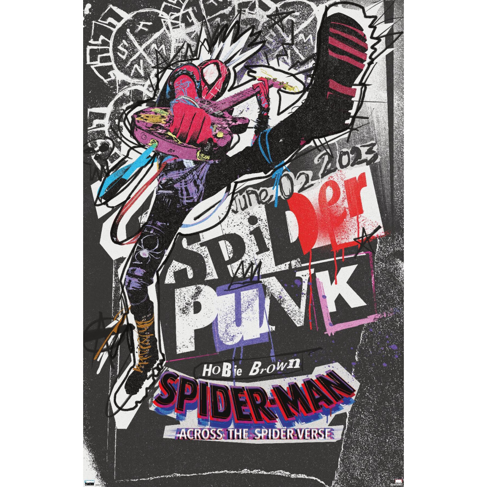 Tendances International Marvel Spider-Man : Across The Spider-Verse - Affiche murale Spider-Punk One Sheet 22,37"""" x 34,00"""" Version sans cadre