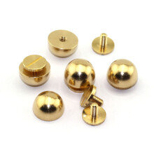 LQ Industrial 25-Pack 1/2 """" Pung håndtaske fødder neglehoved Round Stud Solid Brass skruebackspike Metalkegle Stænger Rivet læderhåndværk DIY