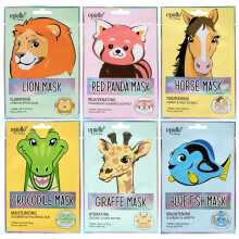 Epielle Character Sheet Masks - Op dieren ge?spireerde luxe voor een gladde en soepele huid (assortiment van 6 stuks) V4 Girls Face Mask Spa Skincare