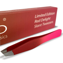 Zizzili Basics Tweezers - Edition limitee Red Delight Slant Tip - Meilleure pinceau pour l'epilation des cheveux envers les sourcils et vos besoi