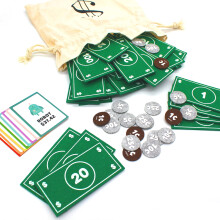 Good Ground - Set di giochi di finzione per bambini, in feltro, con soldi, giocattolo educativo Montessori, dollari, banconote, monete, portafogl