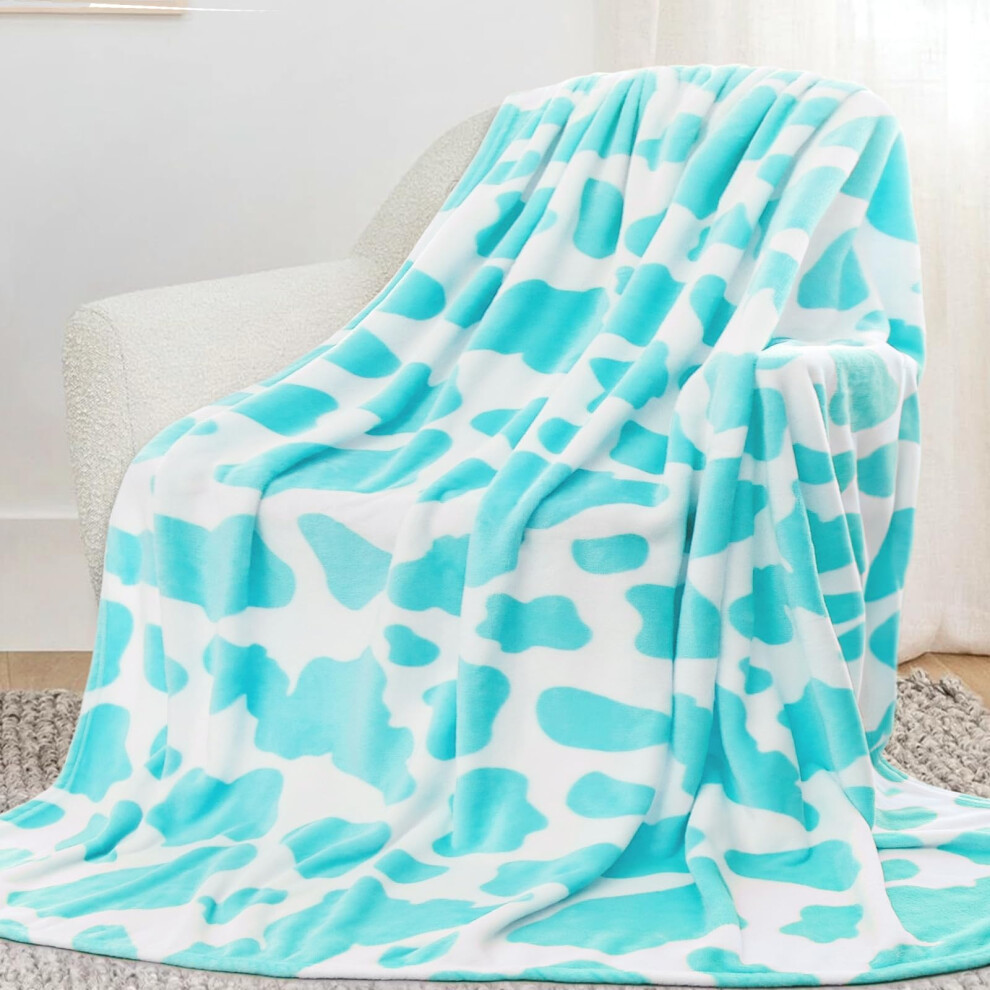 Seegu Girls Blue,Green Cute Light Blue Blanket Lightweight Turquoise Teal Cyan Blanket Gifts Decor Stuff Soft Cozy Fuzzy Fleece Blanket For Women Teenage