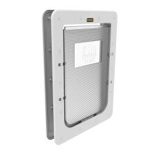 Hakuna Pets Super Tough Pet Cat and Dog Door com painel de travamento de duas vias para paredes de portas de telas e vidro de at    2,17 """" branco