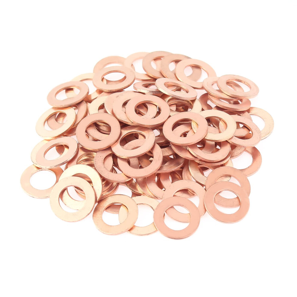 Helifouner 100 Pieces M8x14x1.0mm Copper Washers Copper Metric Sealing Washers Inner Diameter 8Mm Outer Diameter 14Mm Thickness 1.0Mm 749355452415
