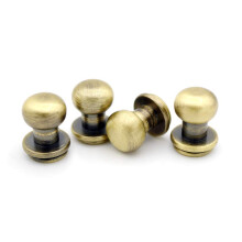 CRAFTMEMORE massief messing kogelkop stud schroef terug tepel klinknagel studs knop riem stopper Leathercraft 10-pack SCBH (geborsteld messing 8 mm)