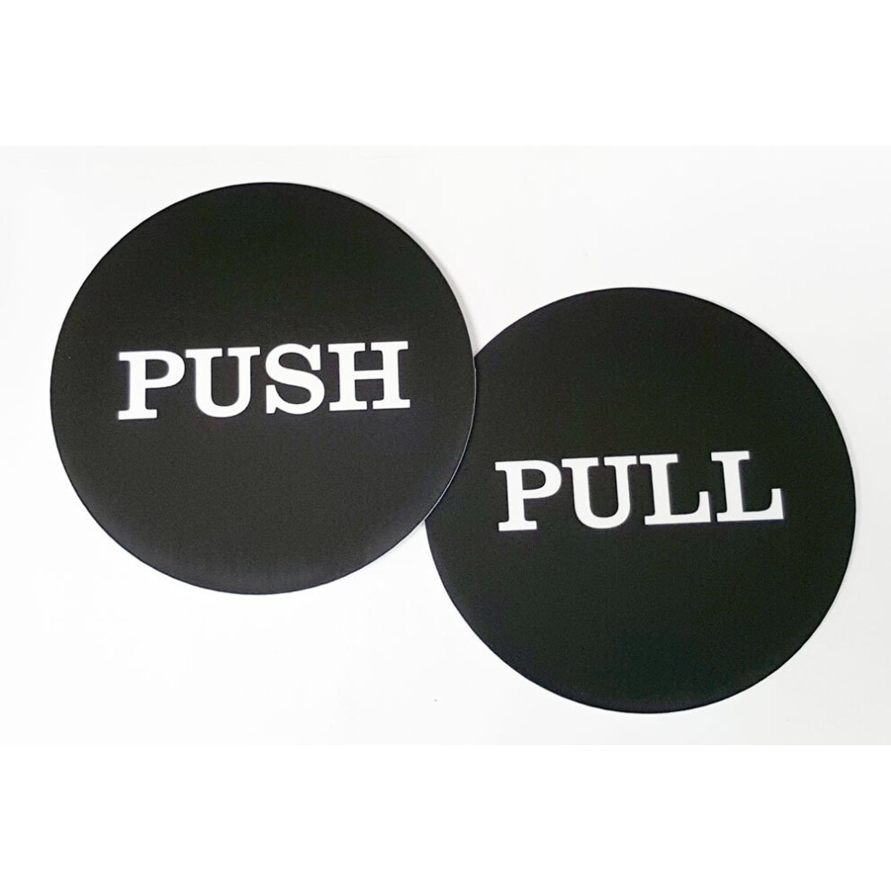 Plaque de porte ronde Push Pull (noire)