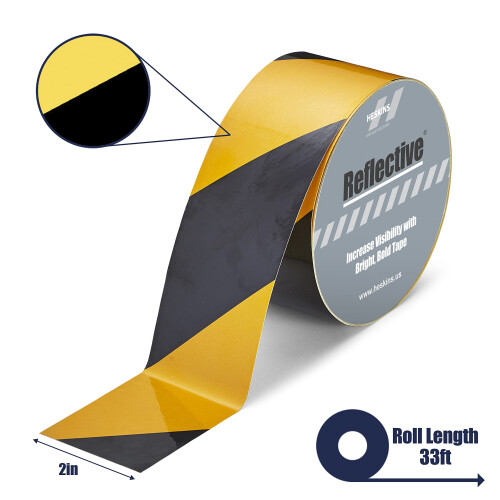 Reflekterende tape sort/gul 2 """" x 10yds 1