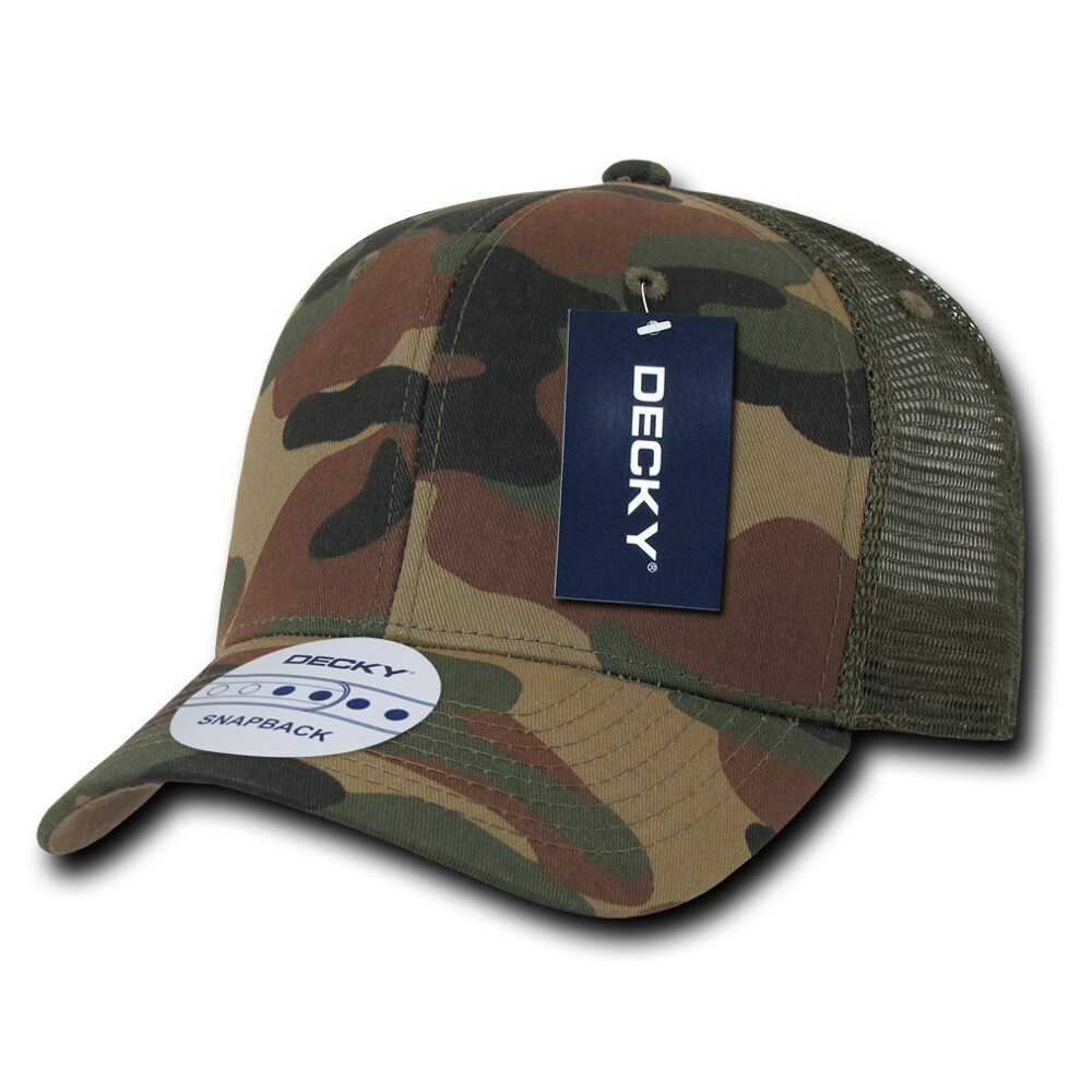 Decky Men's 6 Panel Curve Bill Trucker Cap Camo