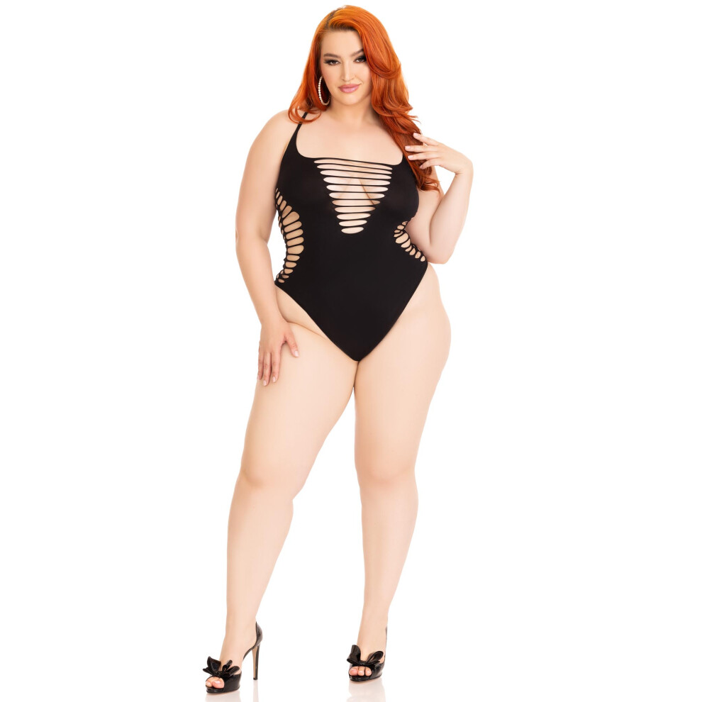 Nahtloser String-Bodysuit Mit Racerback Und Zerfetztem Design.-image