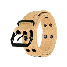 Gelante Canvas-Grtel mit doppelten sen und Lchern, 12 Farben, 2043 Beige M