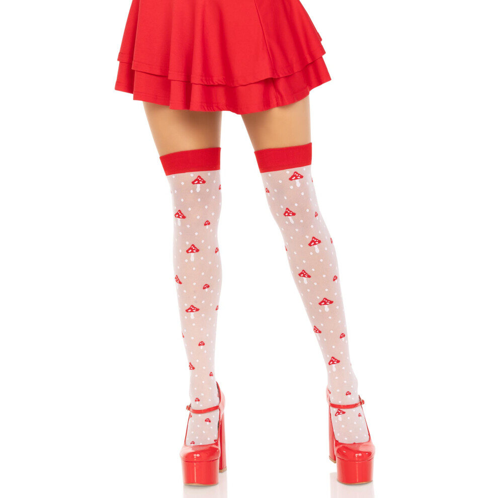 Leg Avenue Spandex Sheer Polka Dot Mushroom Thigh Highs.