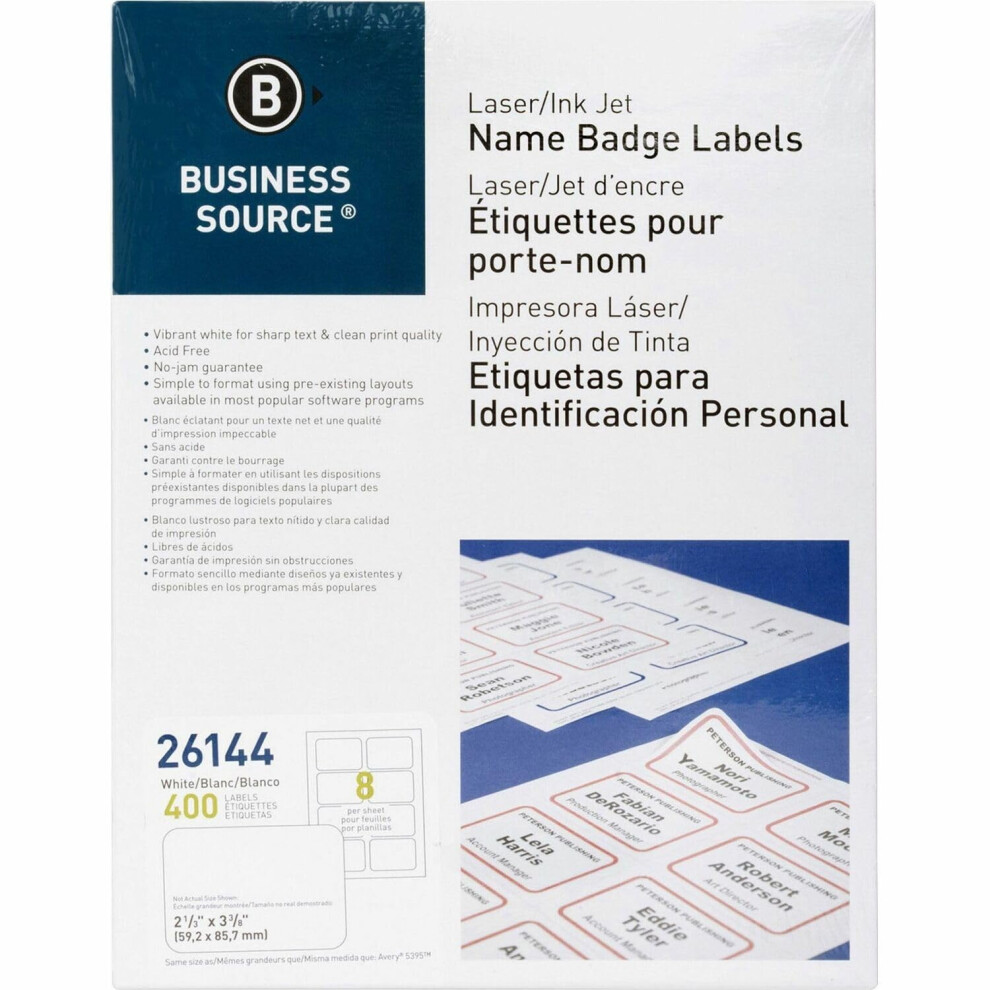 tiquettes nominatives laser/jet d'encre Business Source
