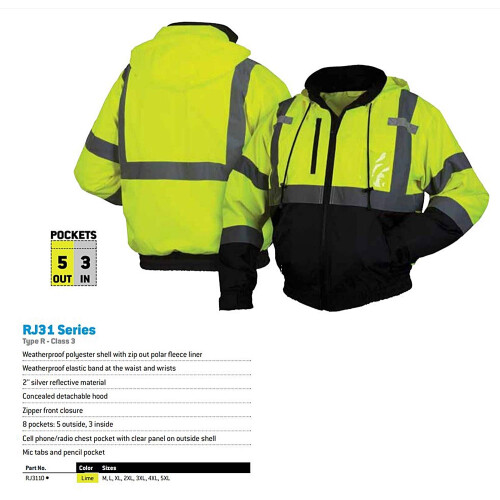 Pyramex Bomber Jacket  Hi Vis Lime  Extra Large 2
