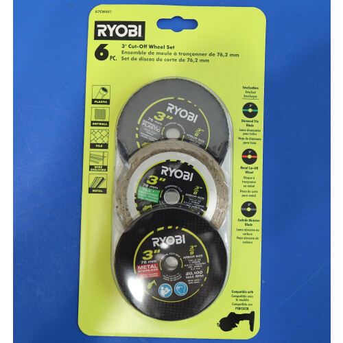 Ryobi Σετ Τροχών Κοπής Carbide 3 in. Ryobi (6 τεμάχια) 1