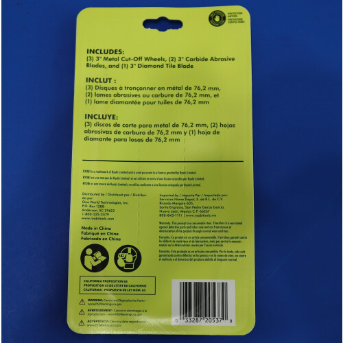 Ryobi Σετ Τροχών Κοπής Carbide 3 in. Ryobi (6 τεμάχια) 2