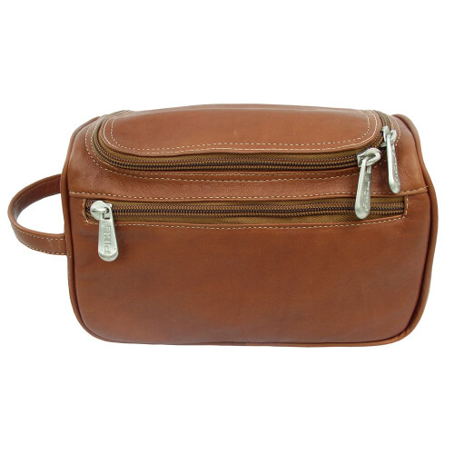 Piel Leather U-Zip Toiletry Kit  Saddle  One Size