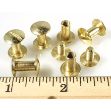 Conchos Chicago Parafusos 3/8"""" Simples 50 Pcs Bp Ouro
