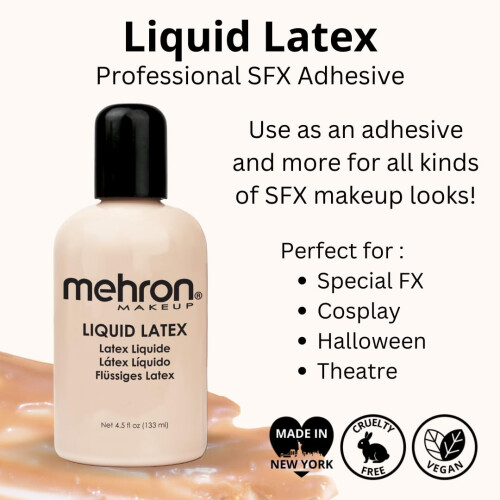 Mehron Makeup Liquid Latex (4,5 oz) (Hellfleisch) 1