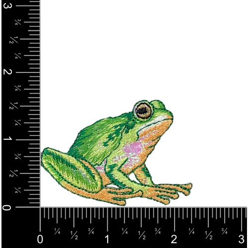 Tree Frog  Shimmery Green  Embroidered  Iron-on Patch 1