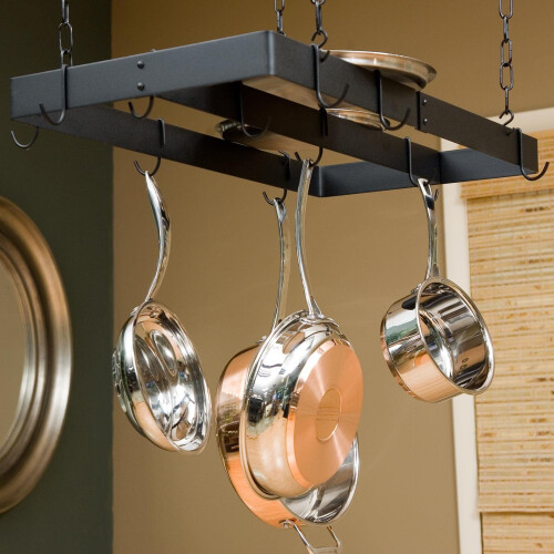 Support     casseroles rectangulaire noir Rogar avec barre centrale 30""""x15"""" 1