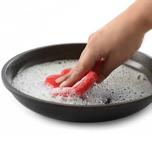 Norpro Red Flower-Shaped Silicone Dish Brush Scrubber 1