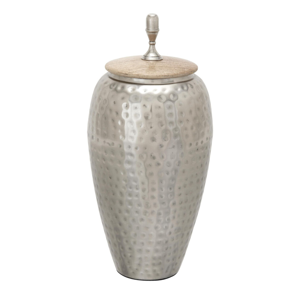 Benzara 37529 Superbe pot en m  tal et bois 18 cm L x 40 cm H