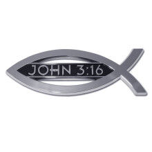 Elektroplate Christelijke Vis Johannes 3:16 Chroom Auto Embleem