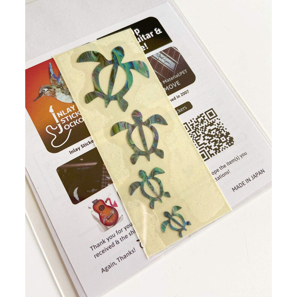 Inlay Stickers - Adesivi Per Ukulele Con Motivo Famiglia Di Tartarughe Honu Color Blu Abalone-image