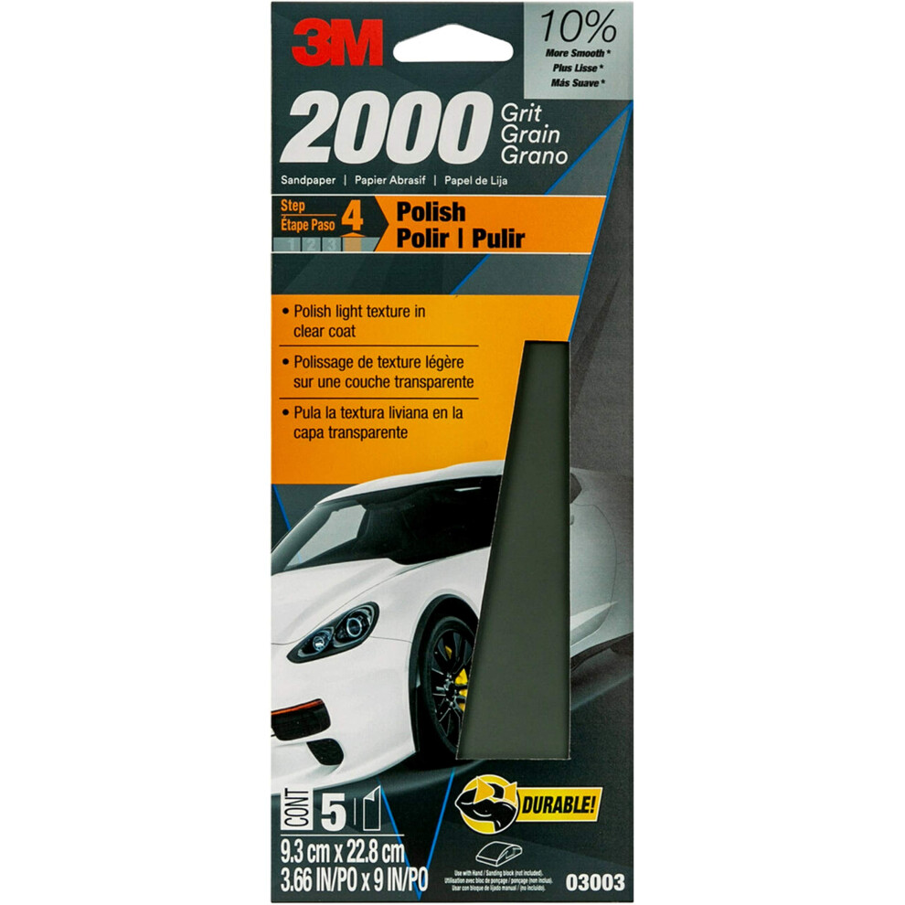 3M Wetordry Sandpaper  03003  2000 Grit  3 2/3 in x 9 in
