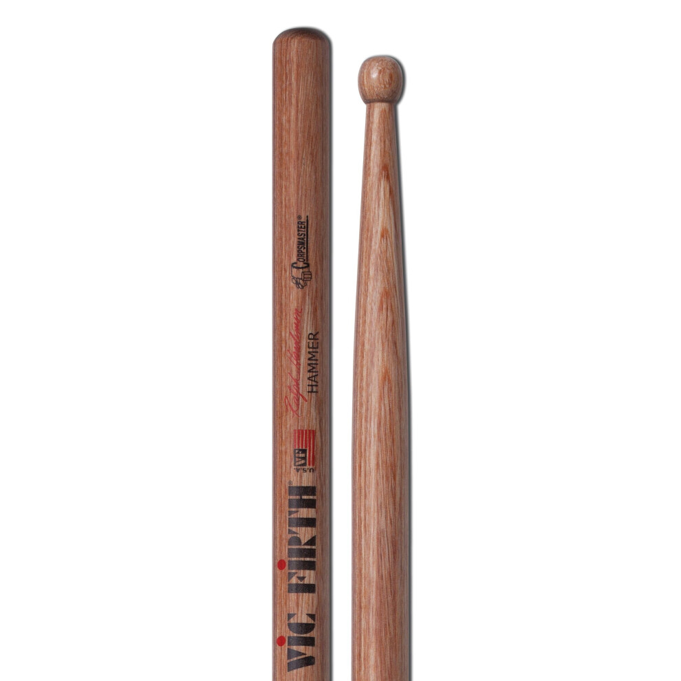 Vic Firth SRH2 Corpsmaster Snare Sticks, Bacchette Per Rullante, In Hickory, Diametro: 695"", Lunghezza: 16.875'', Cono Lungo, Finitura Laccata, Punta A Barile In Legno-image