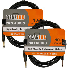 Gearlux Instrument/Guitar Kabel Sort 10 Fod - 2 Pakke