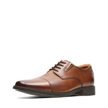 Clarks Men's Tilden Cap Oxford Shoe Dark Tan Leather 10 W