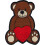Teddy Bear - Holding Red Heart - Embroidered Iron on Patch 1