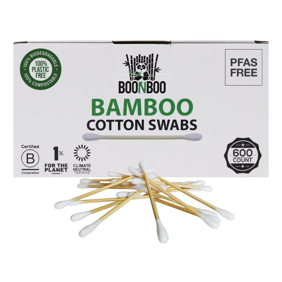 ?Buubuuu! Boonboo Organic Bamboo Cotton Swabs Pfas-Free 600 Count