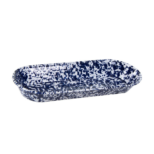 Golden Rabbit Enamelware - 16"""" Oval Basket (Cobalt Swirl)