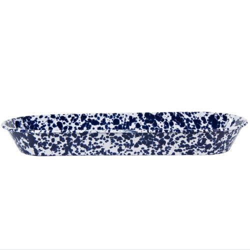 Golden Rabbit Enamelware - 16"""" Oval Basket (Cobalt Swirl) 1
