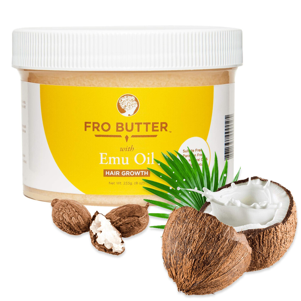 Fro Butter with Emu Oil - All-Natural Organic Hair Butter for Stronger, Shinier Hair (emu)