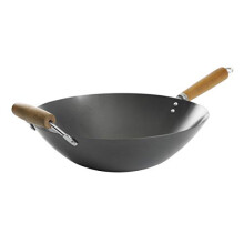Kenmore Hammond Wok ze stali weglowej z plaskim dnem, 14 cali, czarny