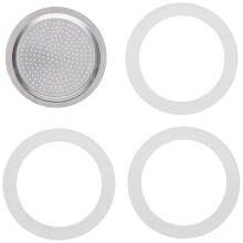 Confezione da 3 guarnizioni e 1 filtro per caffettiera in alluminio da 1 tazza