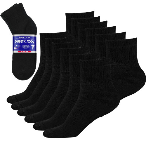 Debra Weitzner Men's 6-pack Diabetic Ankle Socks Black 10-13
