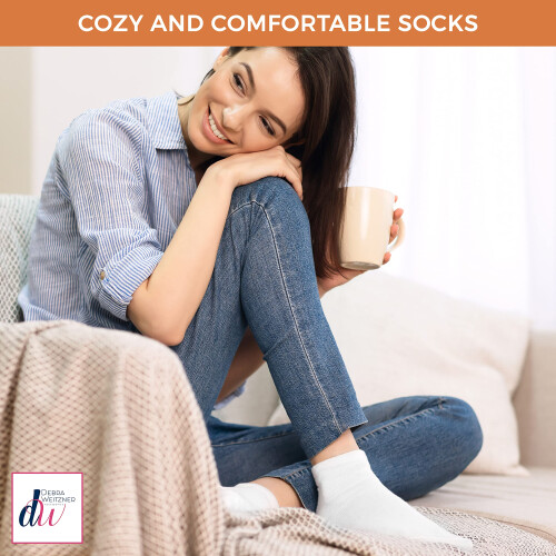 Debra Weitzner Men's 6-pack Diabetic Ankle Socks Black 10-13 2
