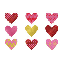 Valentine Glitter Paper Sydänleikkaukset - Valikoima kokoja 9 kpl