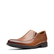 Clarks Men's Whiddon Plain Loafer Dark Tan Leather 8.5 Wide