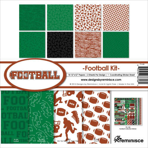 Kit de coleo de futebol Reminisce verde FTL-200 12x12 polegadas