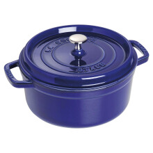 Staub Cocotte, rund, Gusseisen, 4 qt, Dunkelblau, hergestellt in Frankreich