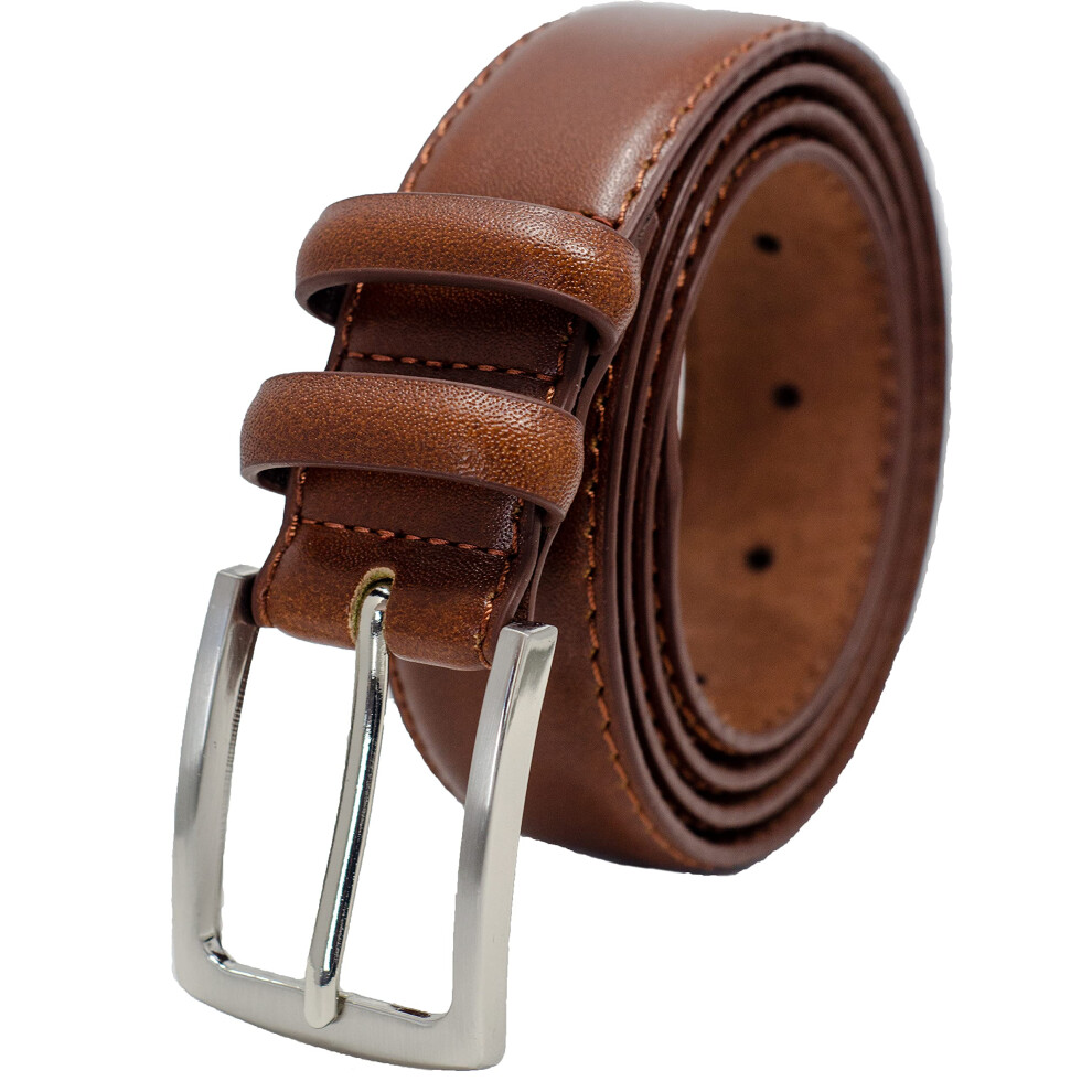 Ceinture en cuir Ashford Ridge pour homme, double boucle, 33 mm, marron, taille L