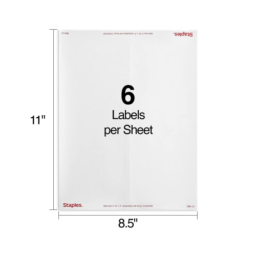 Ετικέτες Αποστολής Staples Λευκές 4 x 3 1/3 250 Φύλλα 1500 Ετικέτες 2