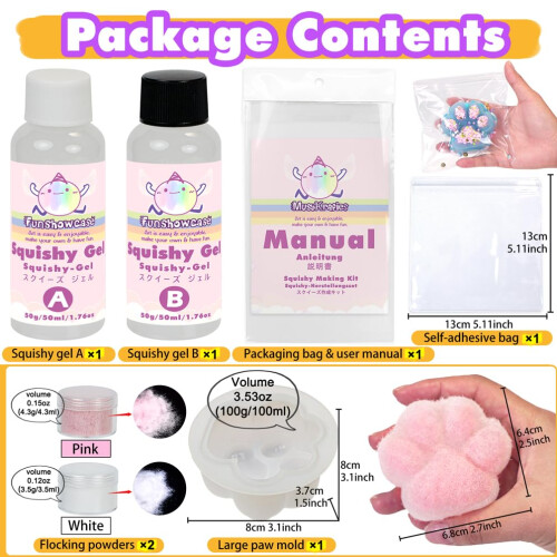 Kit de Squishy Taba Gel Líquido+Molde de Silicona de 3"+Flocking 1