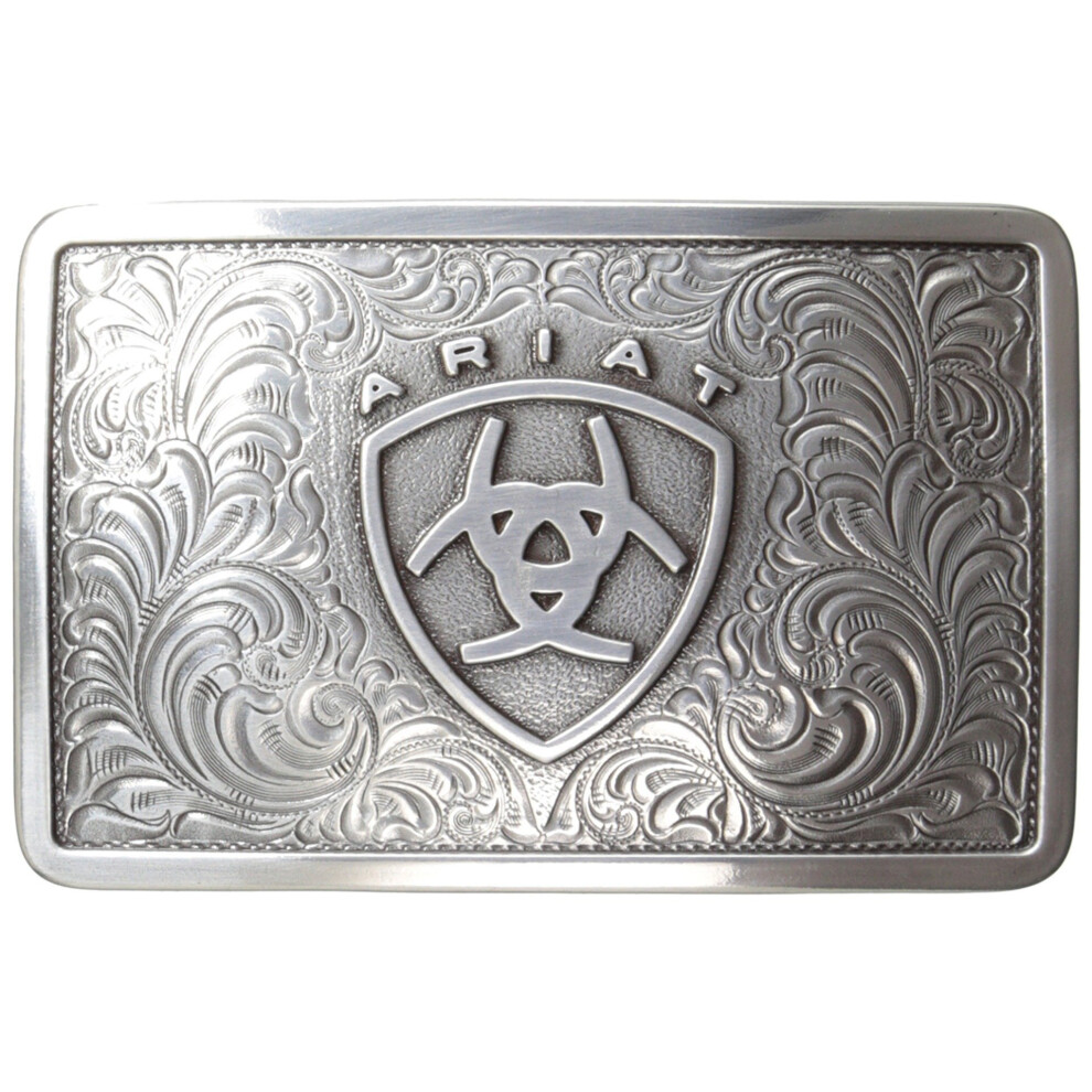 Ariat Men's Rectangle Filagree Shield Buckle Silver One Size
